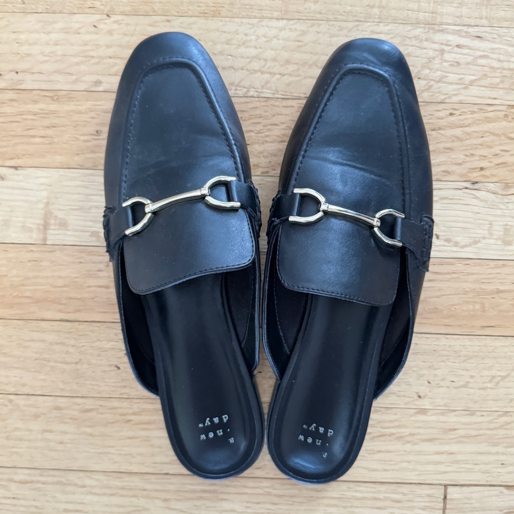 Target Black Slip-On Loafers with Gold Accent